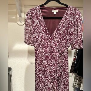 Miami Burgundy and White Flutter Sleeve Wrap Sundress